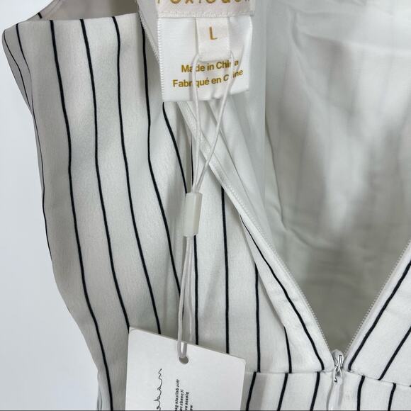 Foxiedox Sappho Jumpsuit Wide Leg White White Stripe Women’s Size Large NWT - Picture 6 of 11